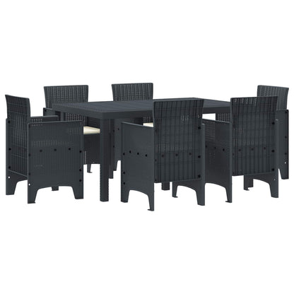 Set da Pranzo per Giardino 7 pcs Antracite Rattan Polt | homemem39