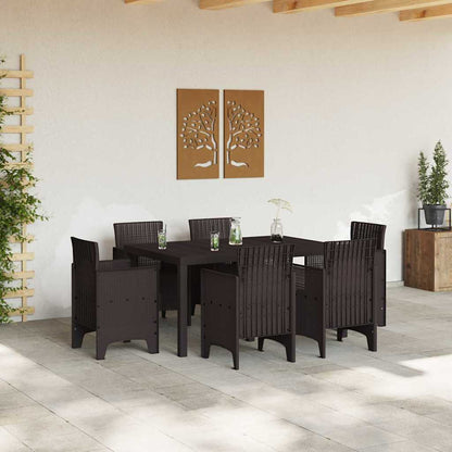 Set da Pranzo per Giardino 7 pcs Marrone Rattan Polt - homemem39