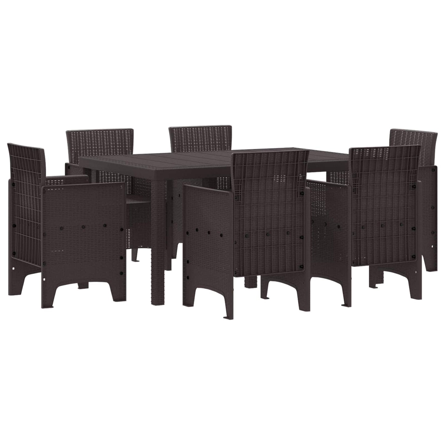 Set da Pranzo per Giardino 7 pcs Marrone Rattan Polt | homemem39