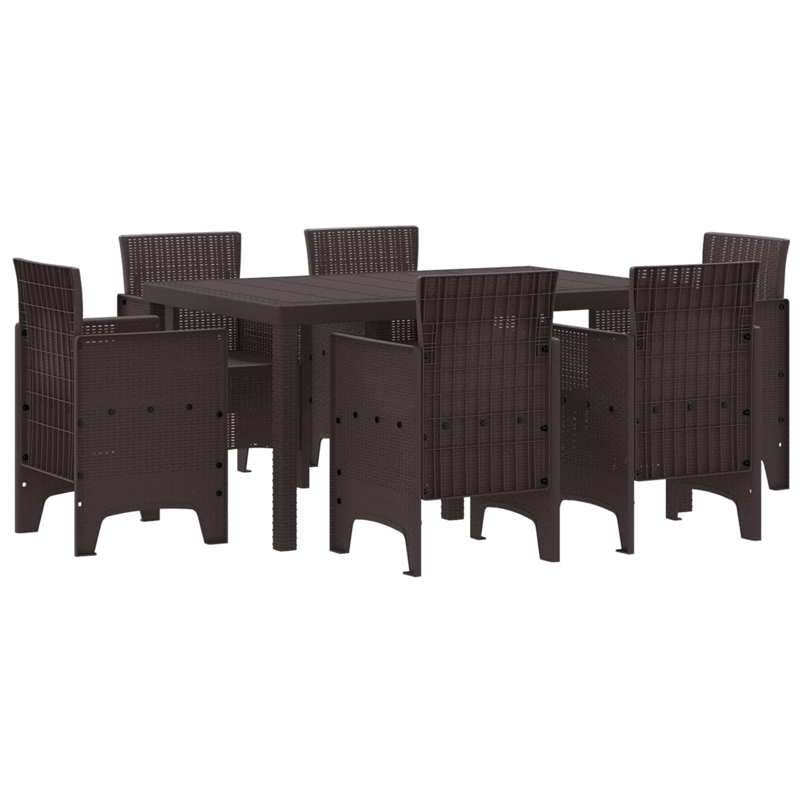 Set da Pranzo per Giardino 7 pcs Marrone Rattan Polt | homemem39