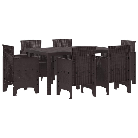 Set da Pranzo per Giardino 7 pcs Marrone Rattan Polt | homemem39