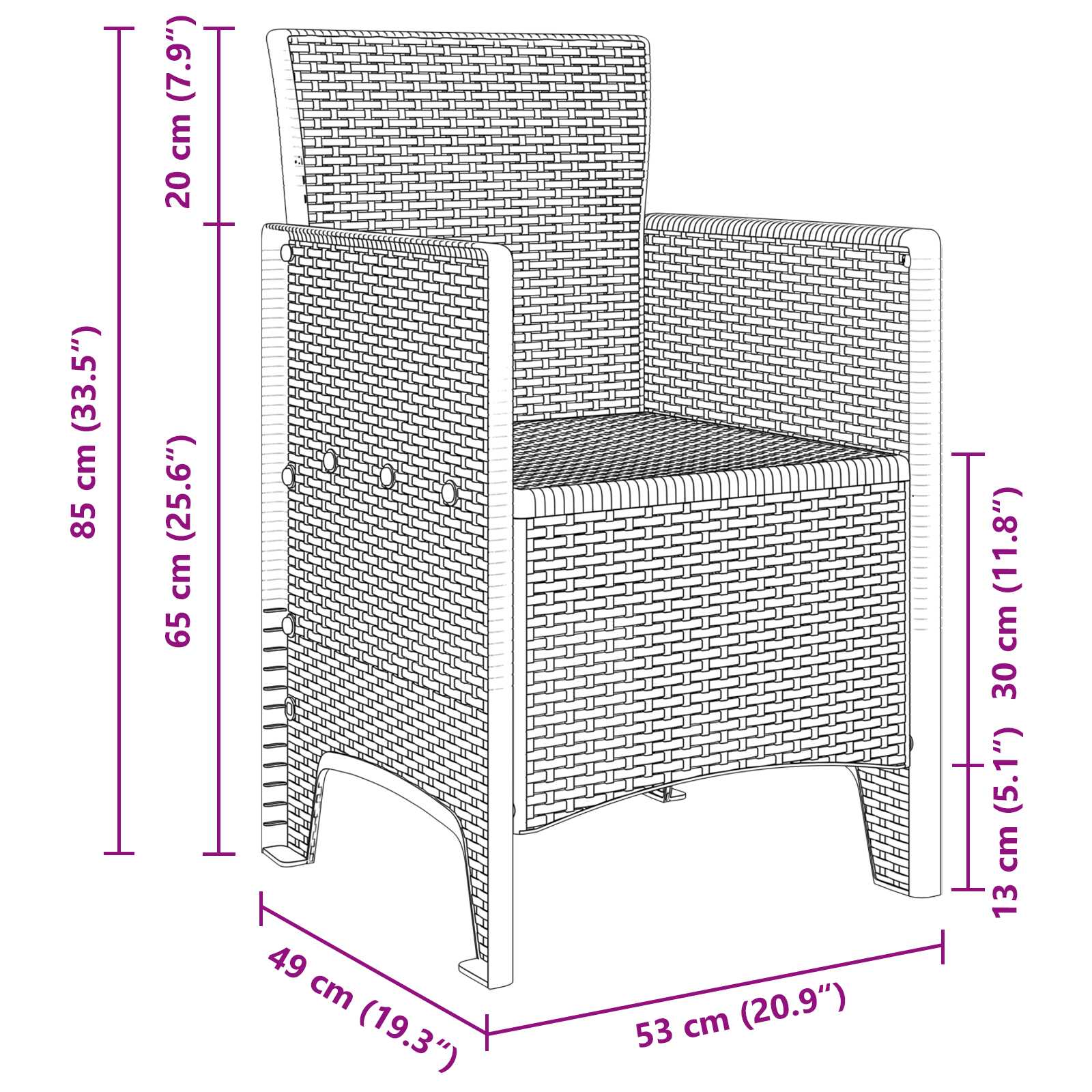 Set da Pranzo per Giardino 7 pcs Marrone Rattan Polt | homemem39