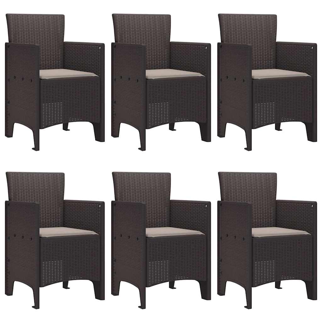 Set da Pranzo per Giardino 7 pcs Marrone Rattan Polt - homemem39