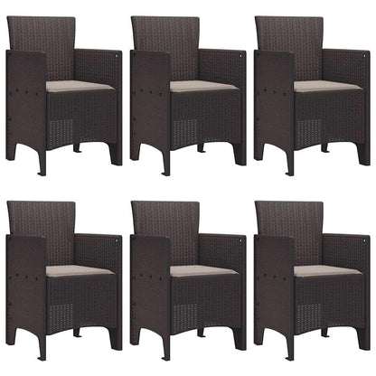 Set da Pranzo per Giardino 7 pcs Marrone Rattan Polt - homemem39