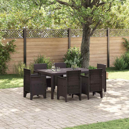 Set da Pranzo per Giardino 7 pcs Marrone Rattan Polt - homemem39