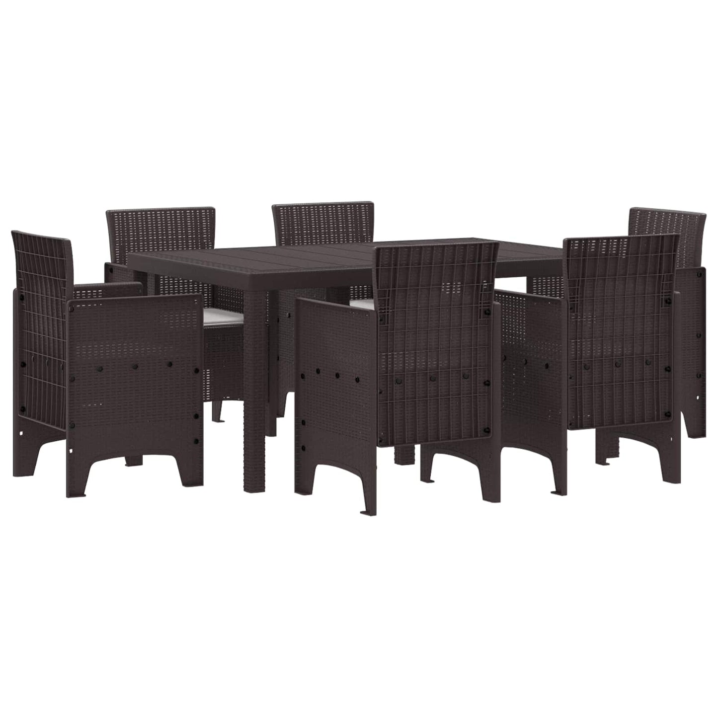 Set da Pranzo per Giardino 7 pcs Marrone Rattan Polt