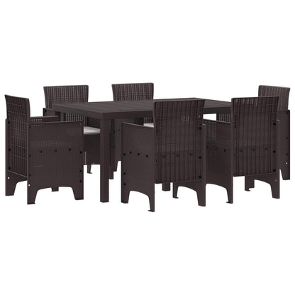 Set da Pranzo per Giardino 7 pcs Marrone Rattan Polt