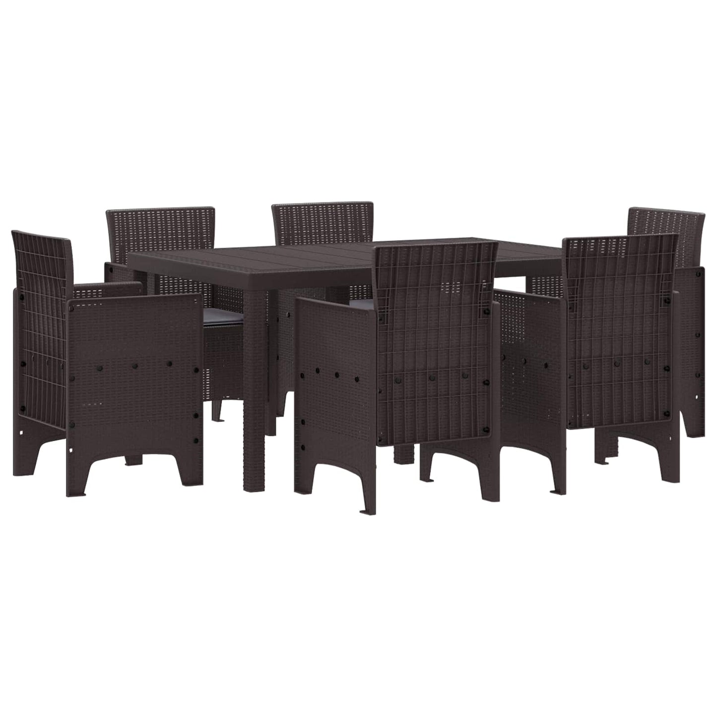 Set da Pranzo per Giardino 7 pcs Marrone Rattan Polt | homemem39