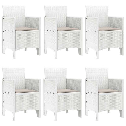 Set da Pranzo per Giardino 7 pcs Bianco Rattan Polt - homemem39