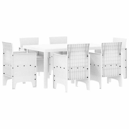 Set da Pranzo per Giardino 7 pcs Bianco Rattan Polt - homemem39