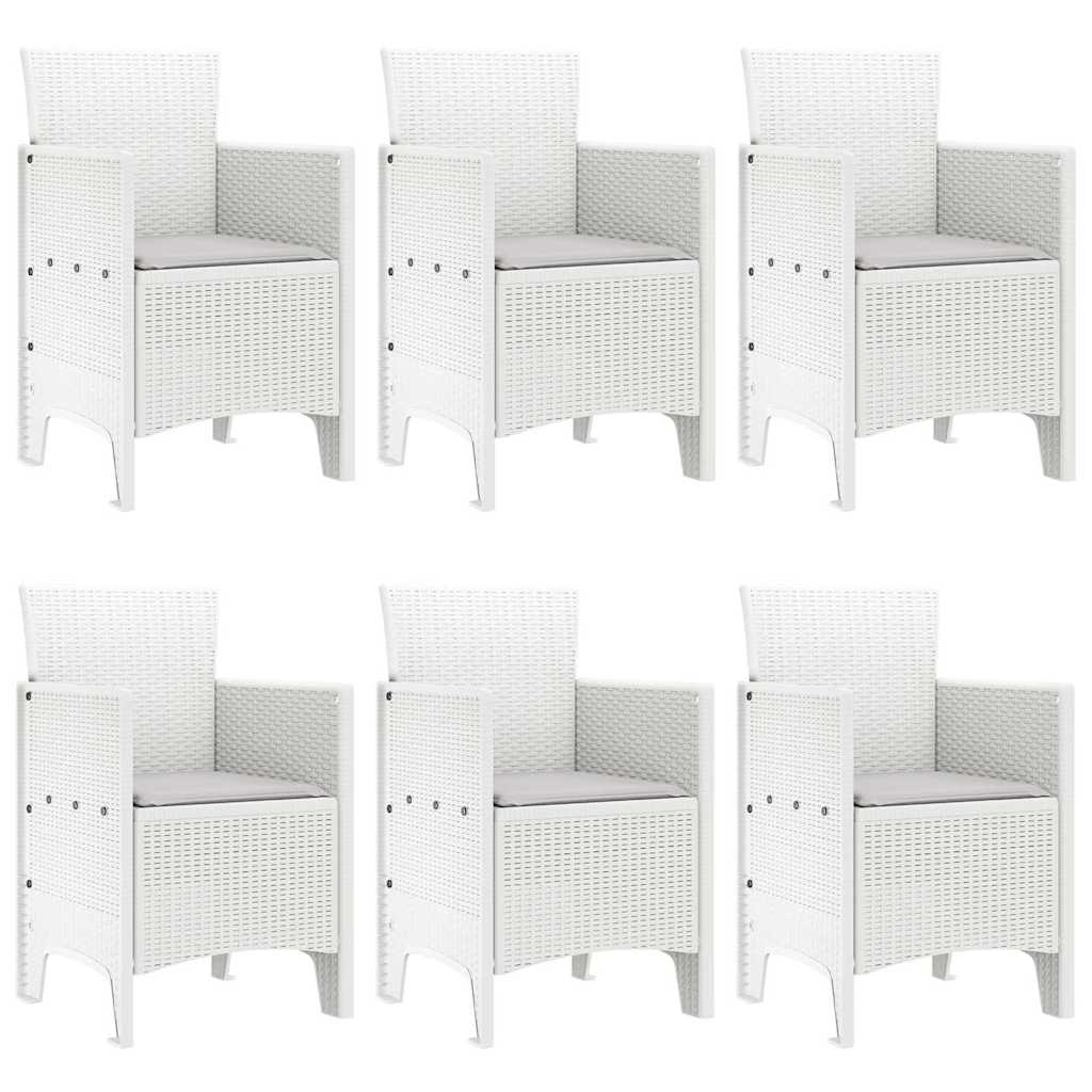 Set da Pranzo per Giardino 7 pcs Bianco Rattan Polt - homemem39