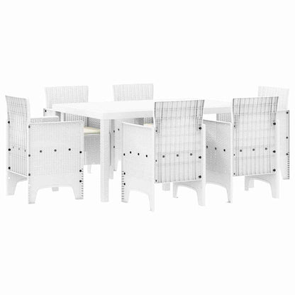 Set da Pranzo per Giardino 7 pcs Bianco Rattan Polt - homemem39