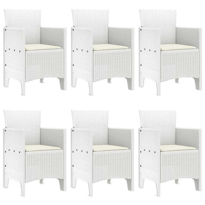 Set da Pranzo per Giardino 7 pcs Bianco Rattan Polt - homemem39