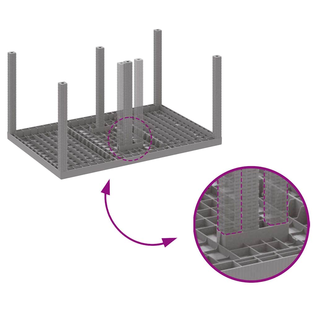Set da Pranzo per Giardino 7 pcs Grigio chiaro Rattan Polt - homemem39