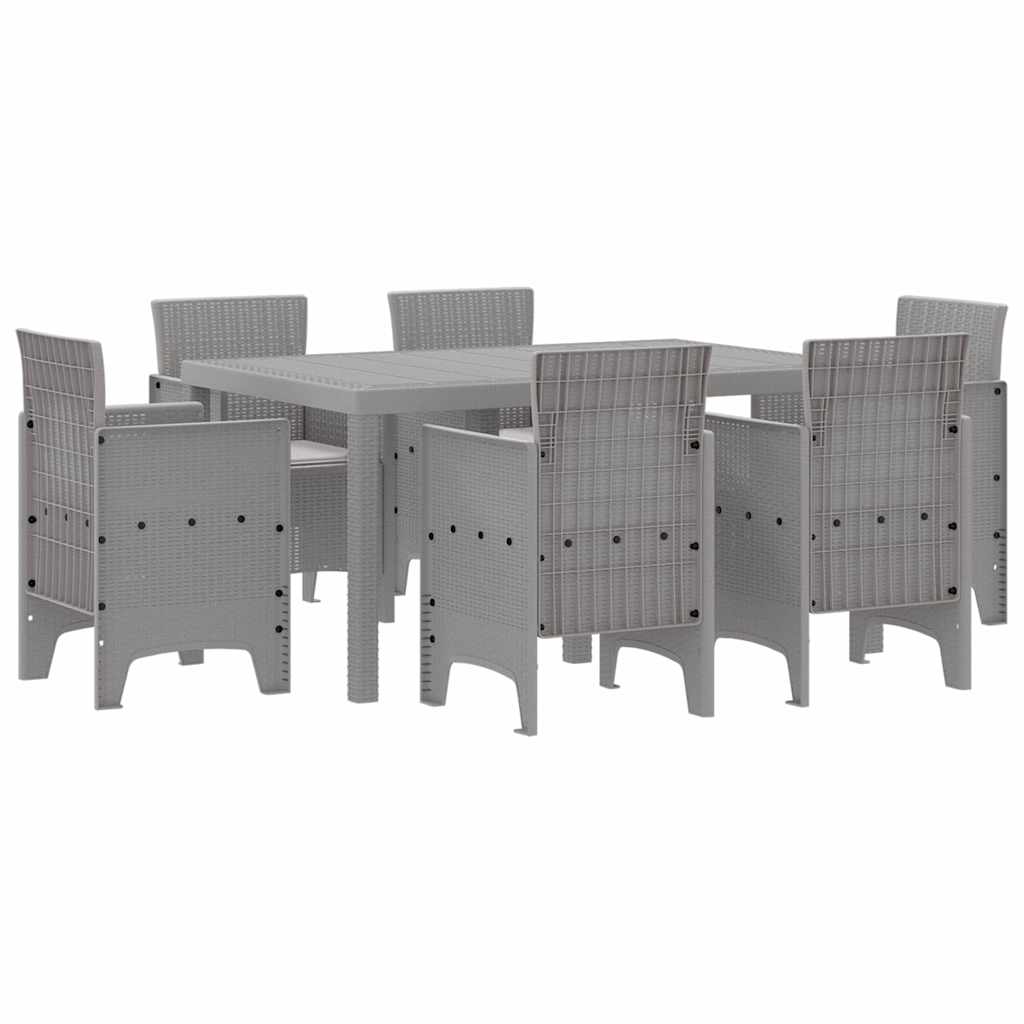 Set da Pranzo per Giardino 7 pcs Grigio chiaro Rattan Polt - homemem39