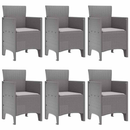 Set da Pranzo per Giardino 7 pcs Grigio chiaro Rattan Polt - homemem39