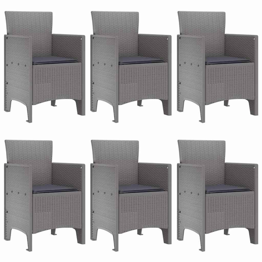Set da Pranzo per Giardino 7 pcs Grigio chiaro Rattan Polt - homemem39