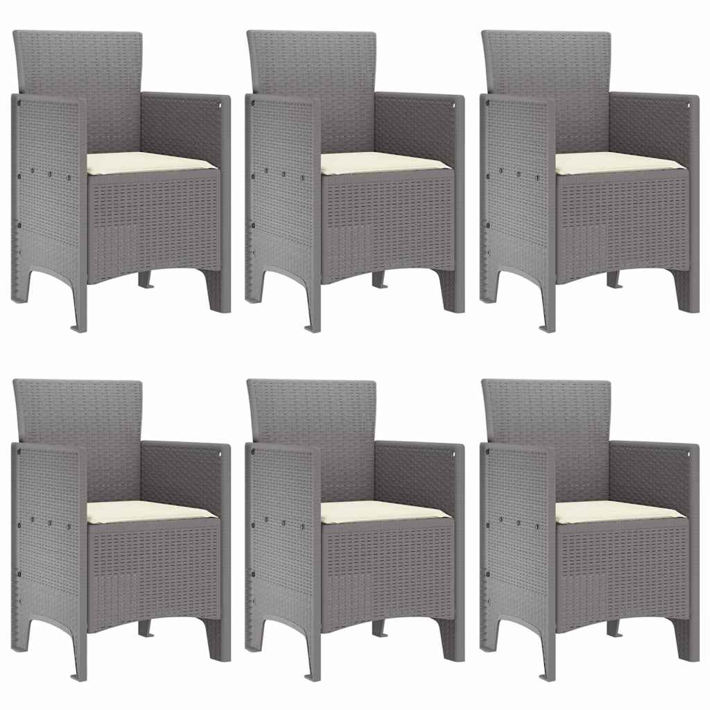 Set da Pranzo per Giardino 7 pcs Grigio chiaro Rattan Polt - homemem39