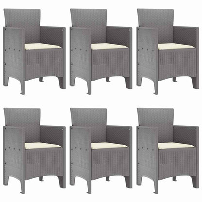 Set da Pranzo per Giardino 7 pcs Grigio chiaro Rattan Polt - homemem39