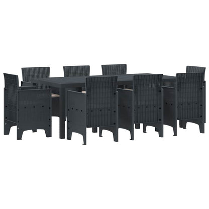 Set da Pranzo per Giardino 9 pcs Antracite Rattan Polt - homemem39