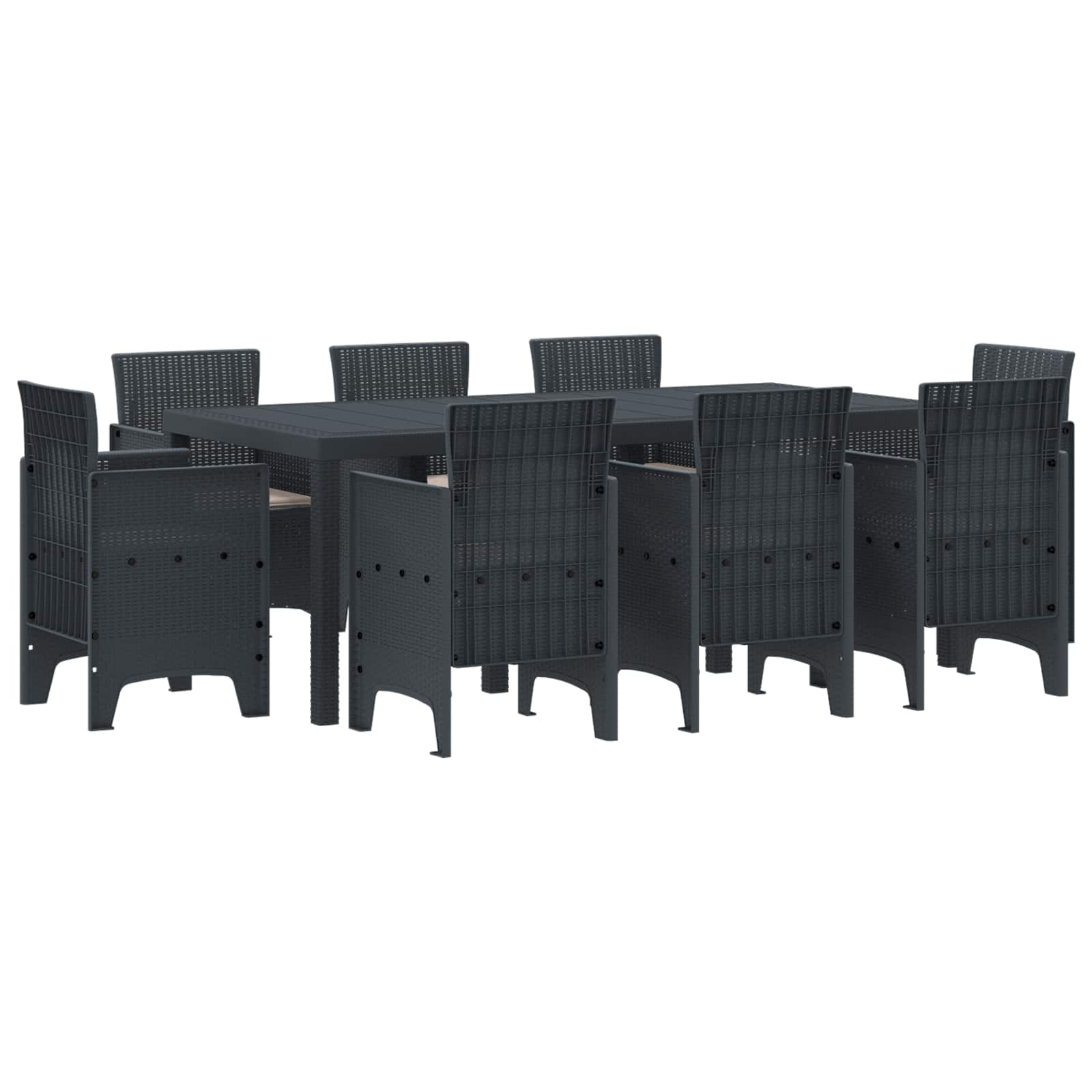 Set da Pranzo per Giardino 9 pcs Antracite Polipropilene | homemem39