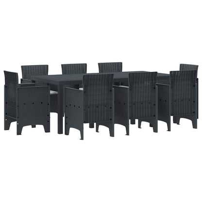 Set da Pranzo per Giardino 9 pcs Antracite Rattan Polt - homemem39