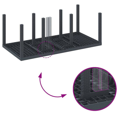 Set da Pranzo per Giardino 9 pcs Antracite Rattan Polt - homemem39