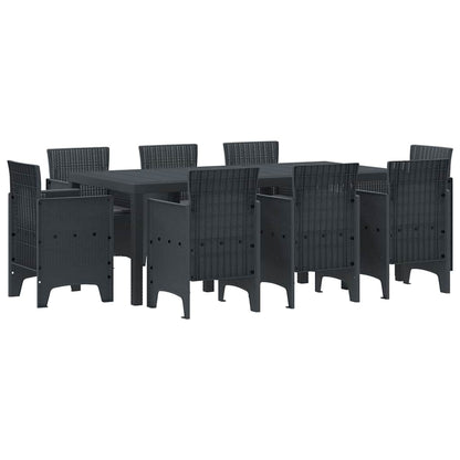 Set da Pranzo per Giardino 9 pcs Antracite Rattan Polt - homemem39