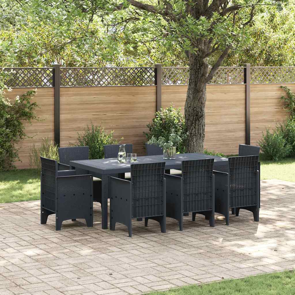 Set da Pranzo per Giardino 9 pcs Antracite Rattan Polt - homemem39