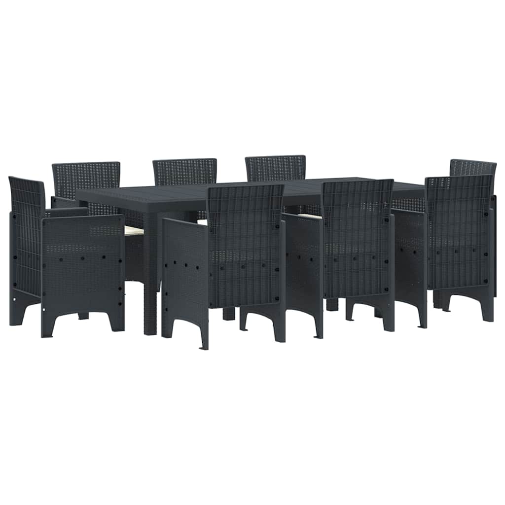 Set da Pranzo per Giardino 9 pcs Antracite Rattan Polt - homemem39