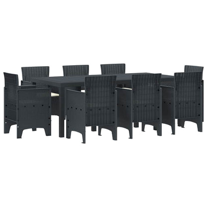 Set da Pranzo per Giardino 9 pcs Antracite Rattan Polt - homemem39