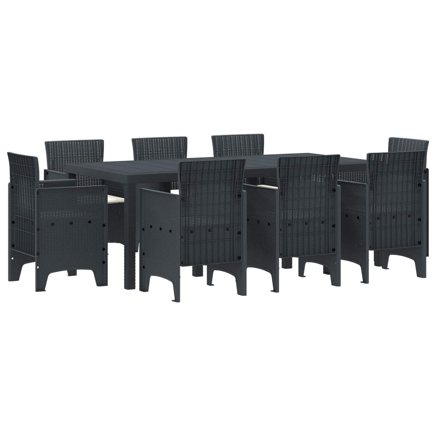 Set da Pranzo per Giardino 9 pcs Antracite Polipropilene | homemem39