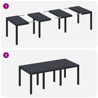 Set da Pranzo per Giardino 9 pcs Antracite Polipropilene | homemem39