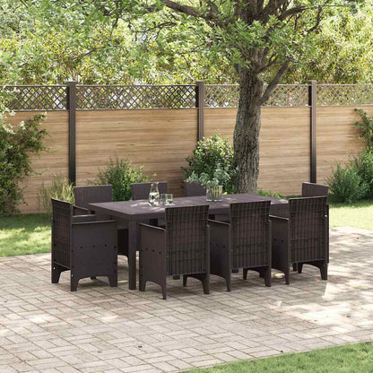 Set da Pranzo per Giardino 9 pcs Marrone Rattan Polt - homemem39