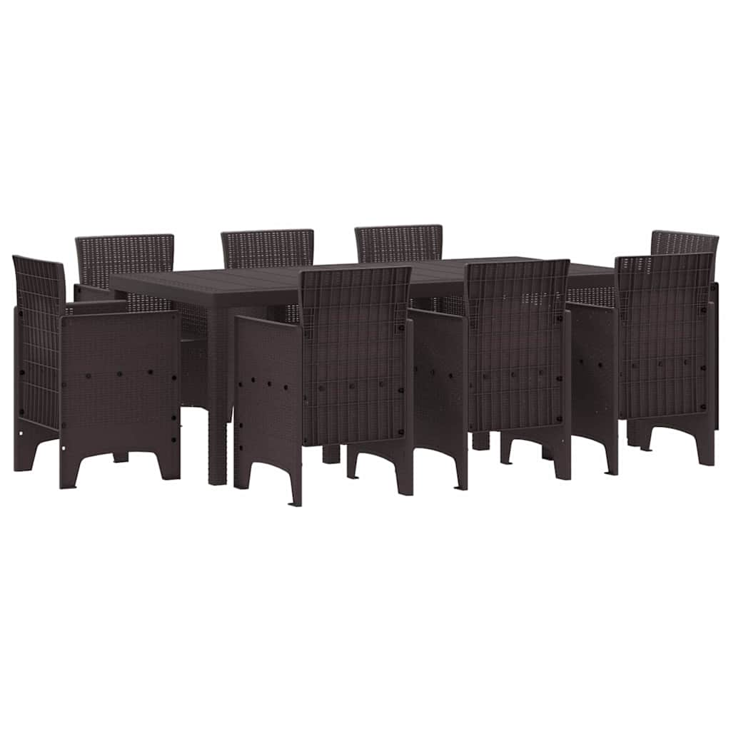 Set da Pranzo per Giardino 9 pcs Marrone Rattan Polt - homemem39