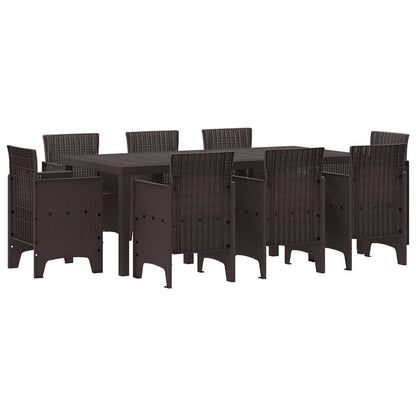 Set da Pranzo per Giardino 9 pcs Marrone Rattan Polt - homemem39