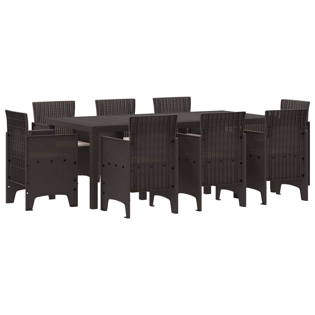 Set da Pranzo per Giardino 9 pcs Marrone Rattan Polt - homemem39