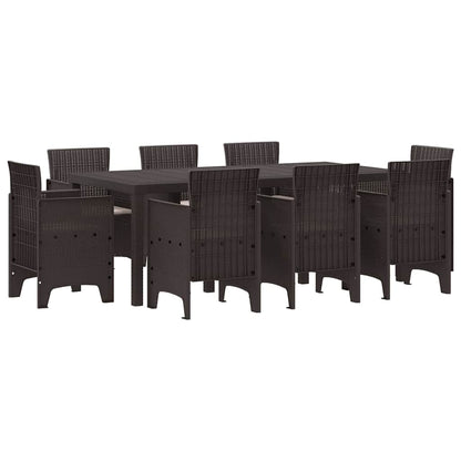 Set da Pranzo per Giardino 9 pcs Marrone Rattan Polt - homemem39