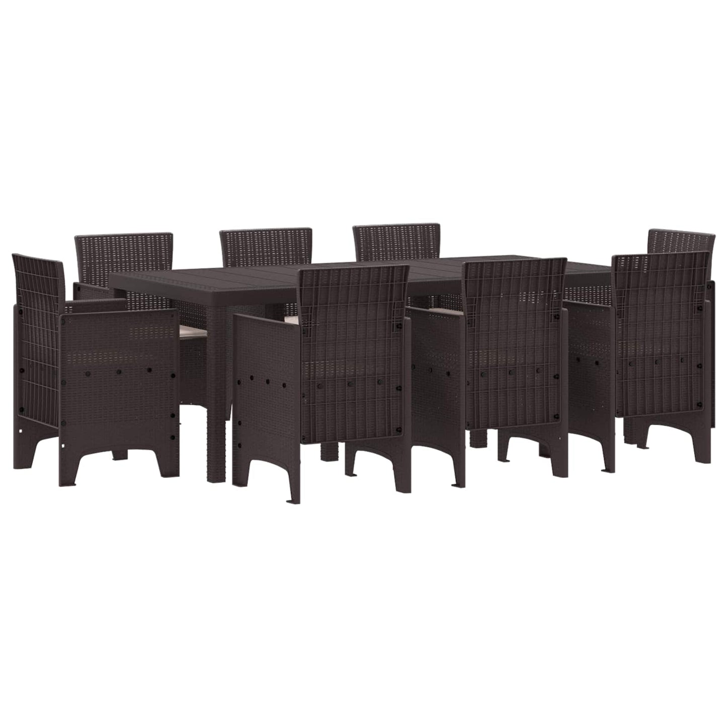 Set da Pranzo per Giardino 9 pcs Marrone Polipropilene | homemem39