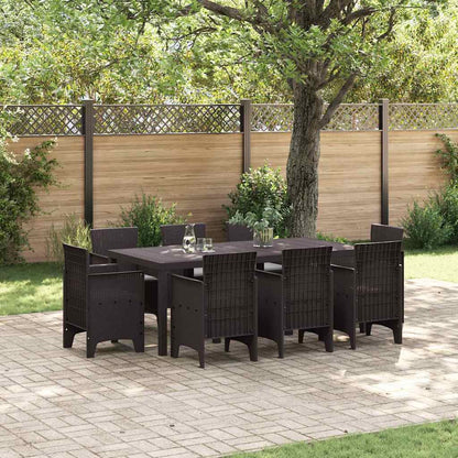 Set da Pranzo per Giardino 9 pcs Marrone Rattan Polt - homemem39
