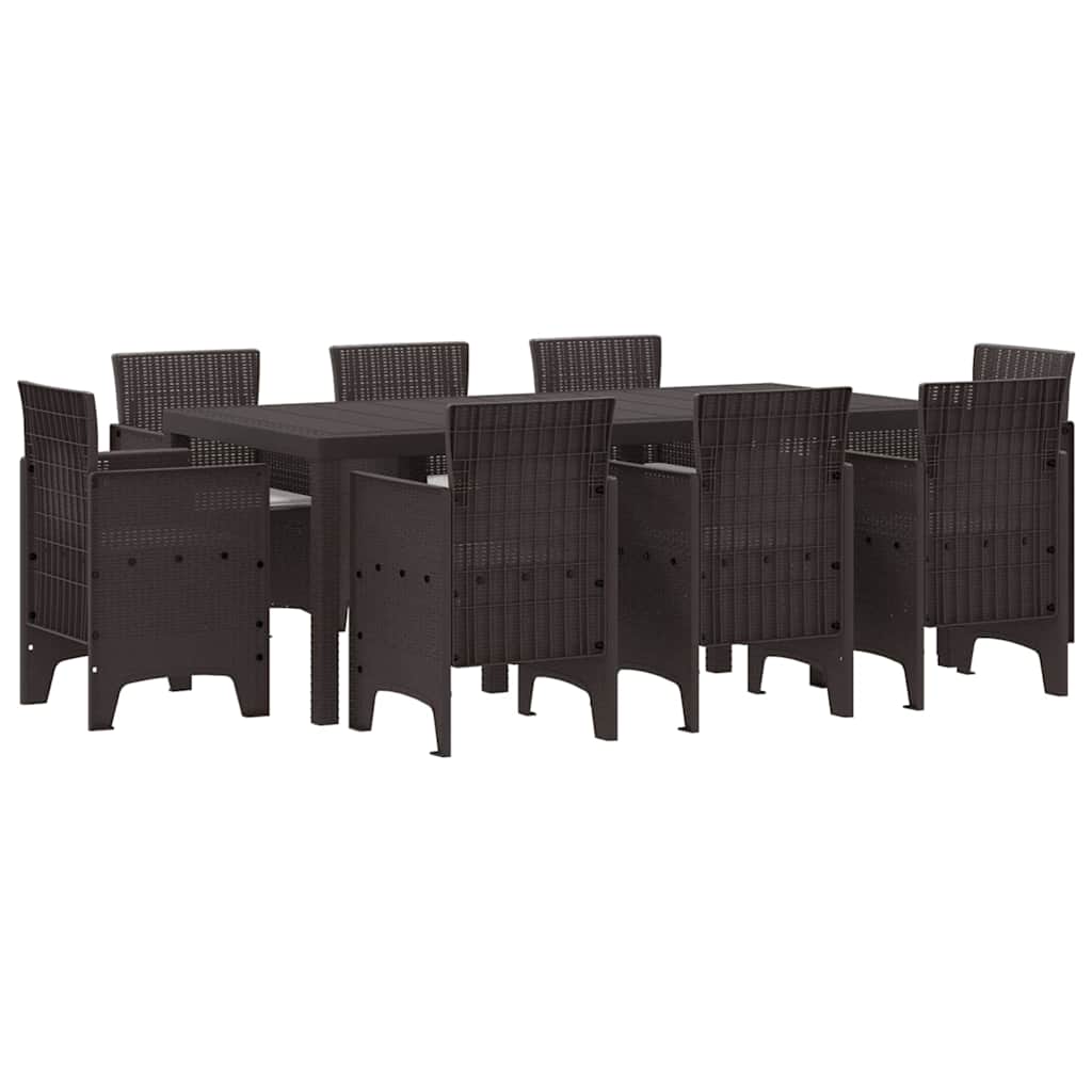 Set da Pranzo per Giardino 9 pcs Marrone Rattan Polt - homemem39