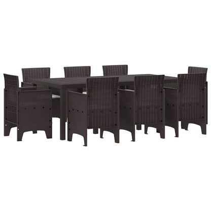 Set da Pranzo per Giardino 9 pcs Marrone Rattan Polt - homemem39