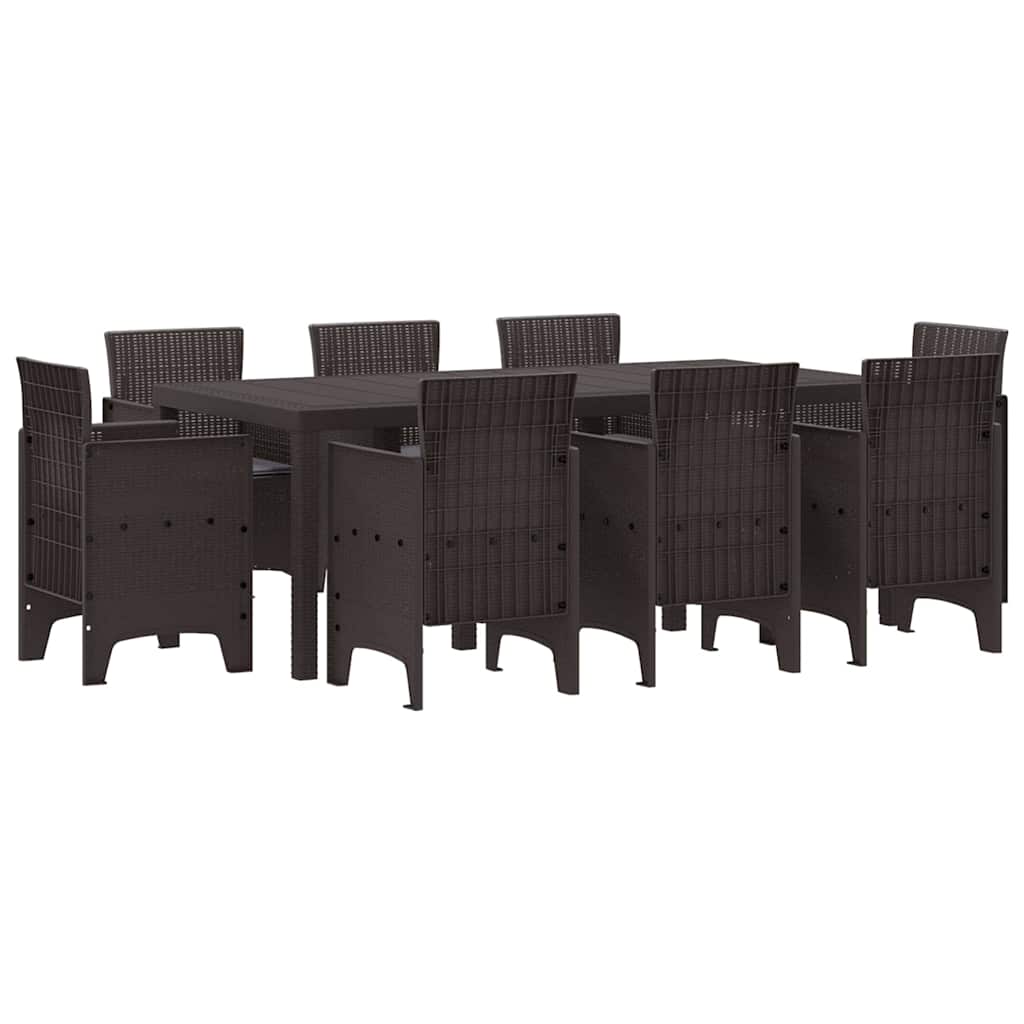 Set da Pranzo per Giardino 9 pcs Marrone Rattan Polt - homemem39