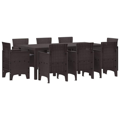 Set da Pranzo per Giardino 9 pcs Marrone Rattan Polt - homemem39