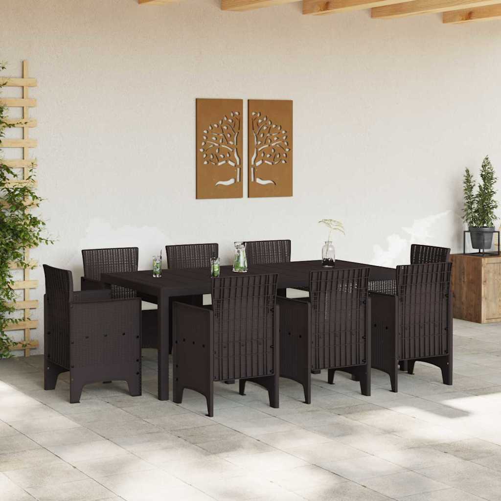 Set da Pranzo per Giardino 9 pcs Marrone Rattan Polt - homemem39