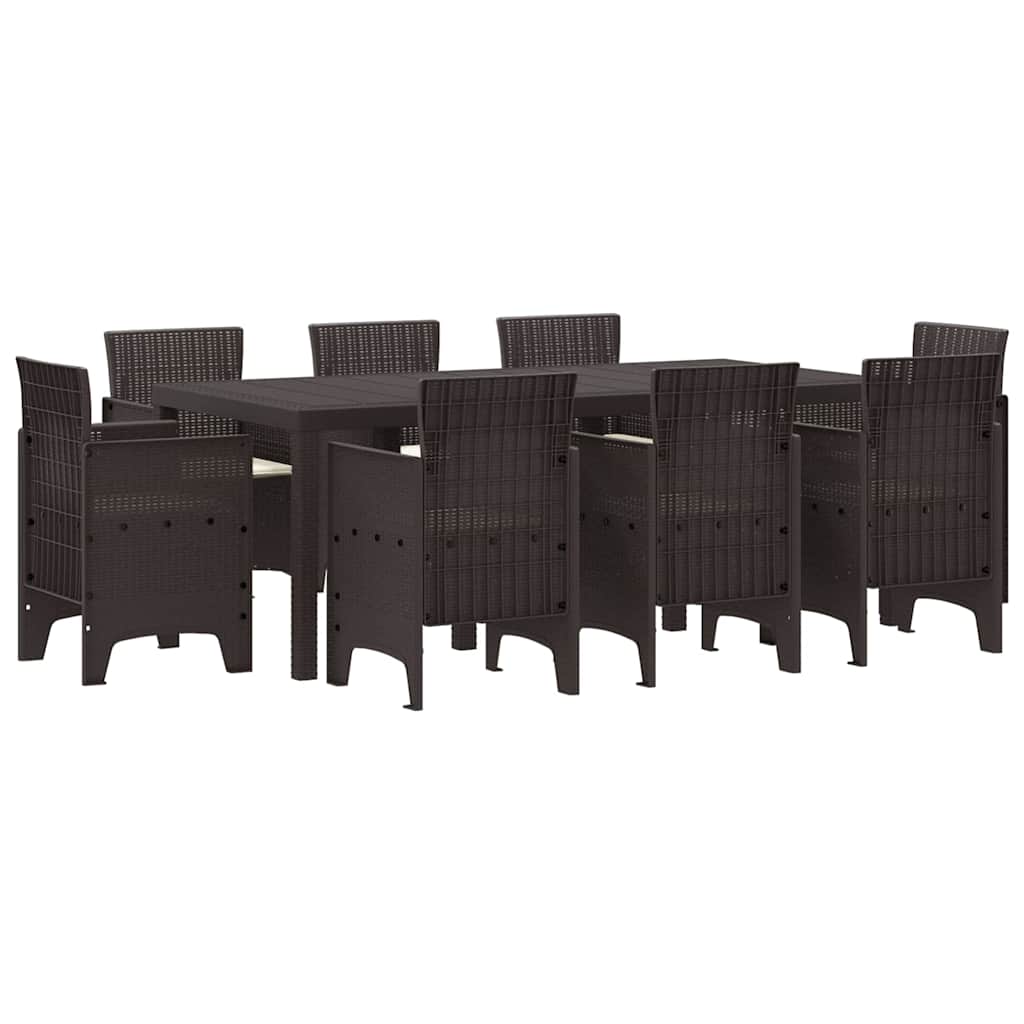 Set da Pranzo per Giardino 9 pcs Marrone Rattan Polt - homemem39