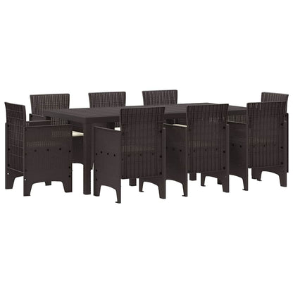 Set da Pranzo per Giardino 9 pcs Marrone Rattan Polt - homemem39