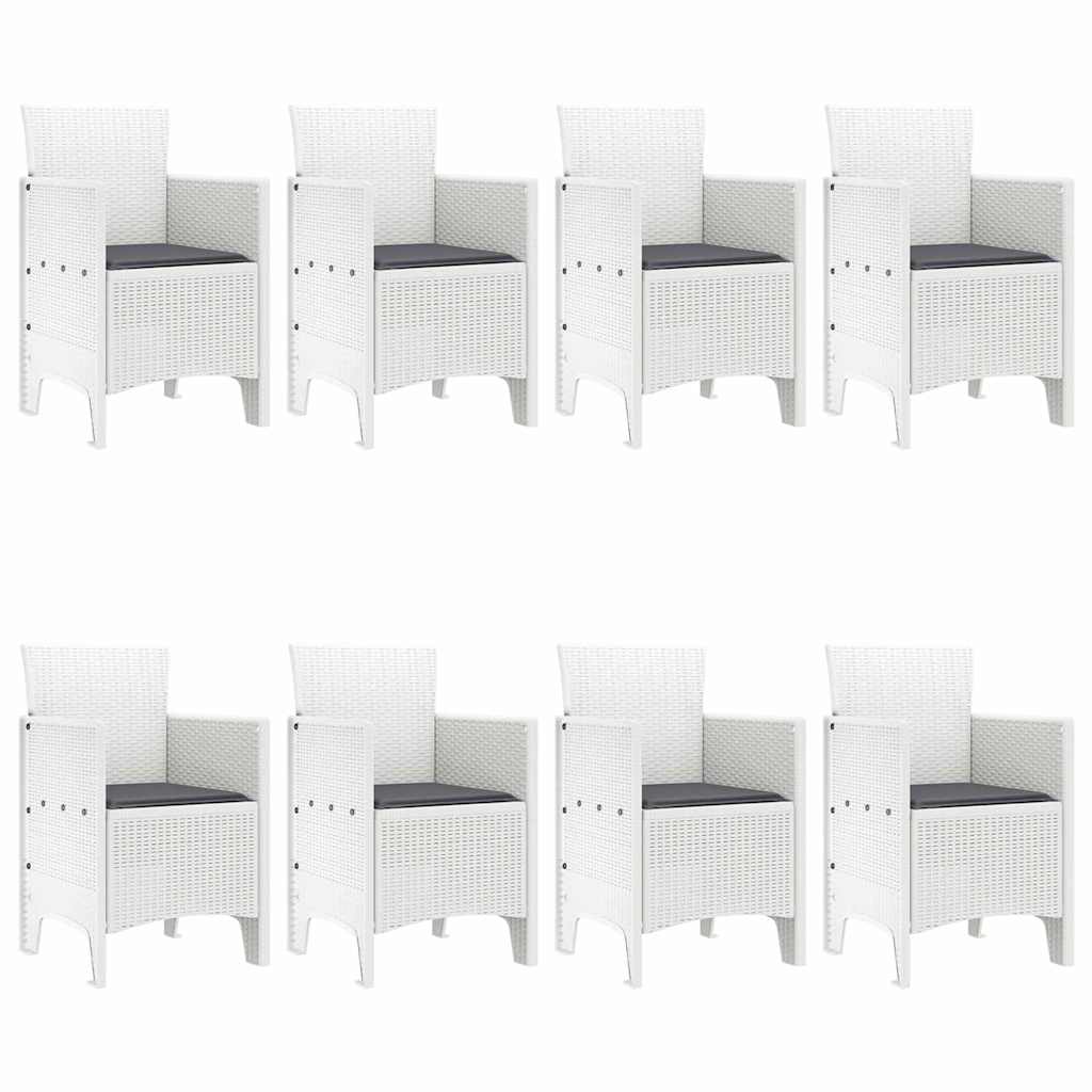 Set da Pranzo per Giardino 9 pcs Bianco Rattan Polt - homemem39