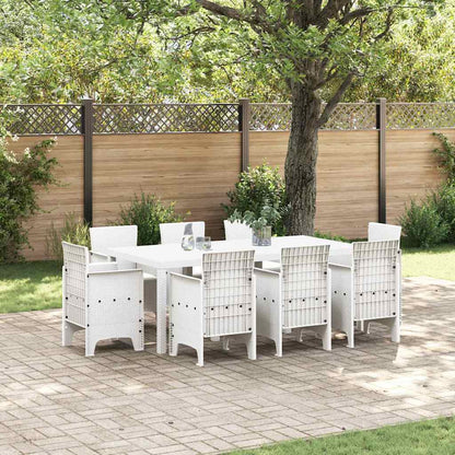 Set da Pranzo per Giardino 9 pcs Bianco Rattan Polt - homemem39
