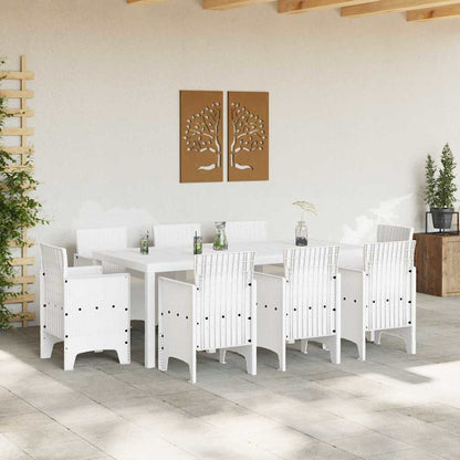 Set da Pranzo per Giardino 9 pcs Bianco Rattan Polt - homemem39